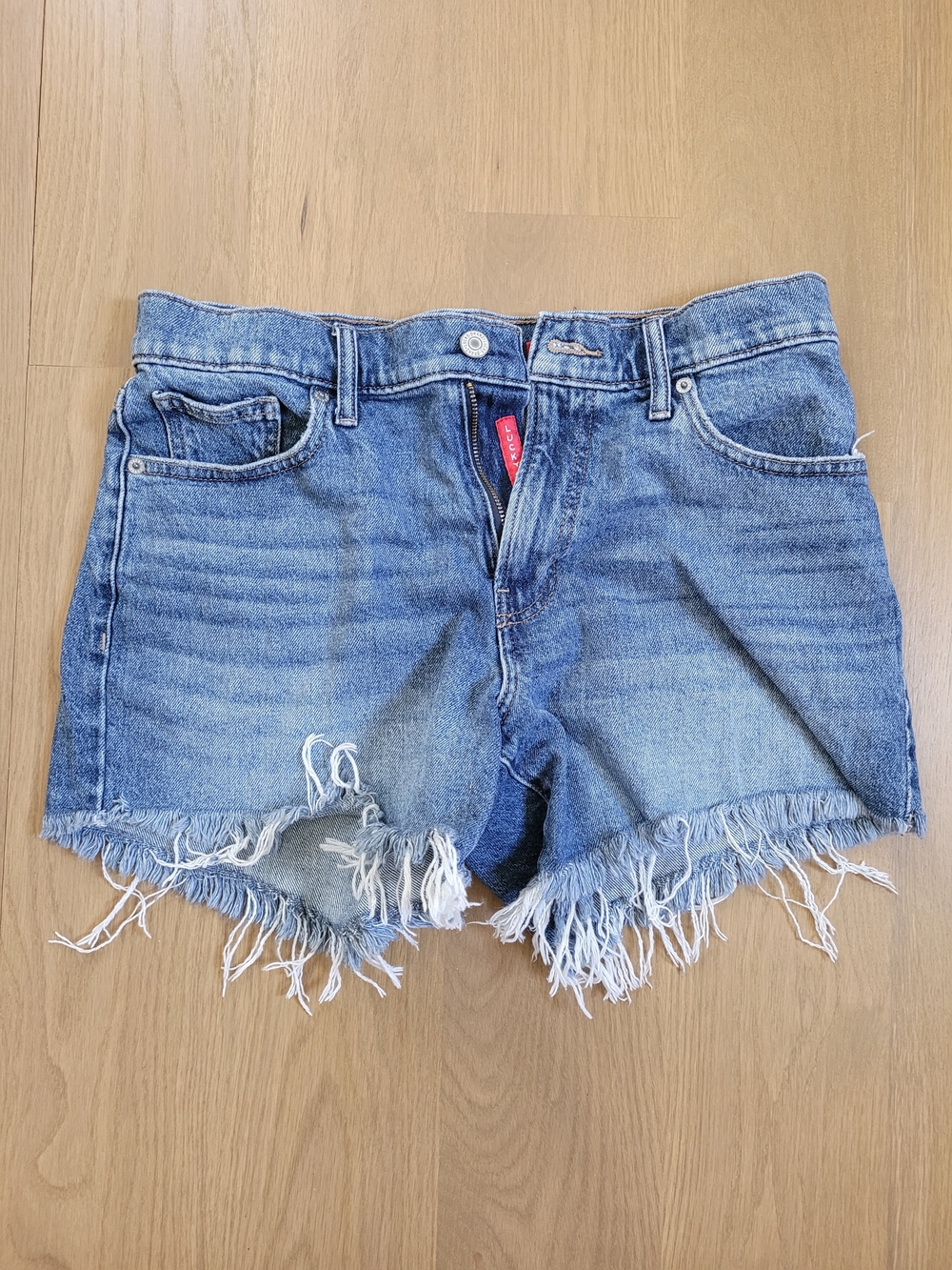 Lucky Brand Blue Frayed Hem Denim Shorts
